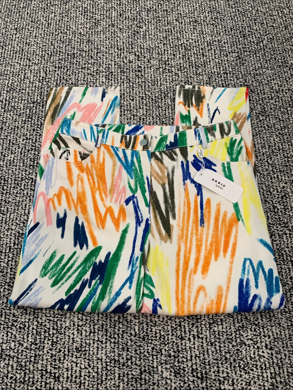 AKRIS Punto  NWT  Multicolor Abstract Scribble Print pants size 10